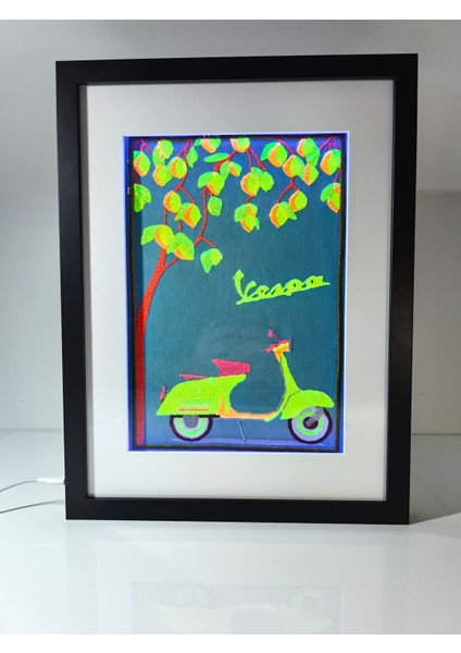 Vespa Tablo Uv LED Li Neon Nakış Işlemeli fırsatları