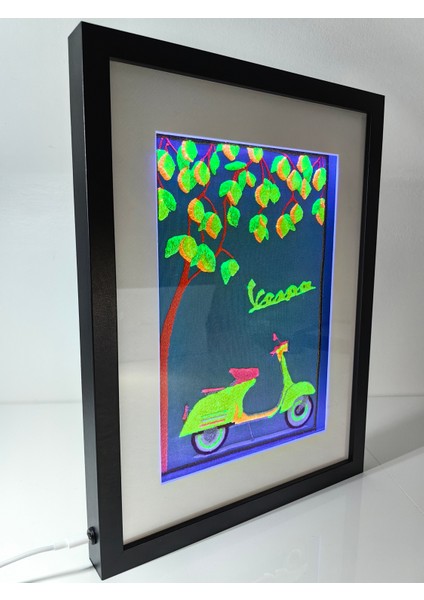 Vespa Tablo Uv LED Li Neon Nakış Işlemeli indirimleri