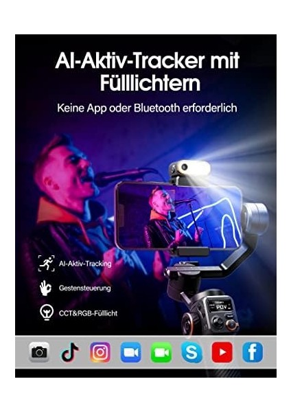 Isteady M6 Kit 3 Eksenli Cep Telefonu Stabilizatörü, Manyetik Aı Izleyicili Gimbal Akıllı Telefon, Ayarlanabilir Cct/rgb Dolum Işığı, 0,91 Inç OLED Ekran, Maks. Taşıma Kapasitesi 400 G, Volgging fiyatları