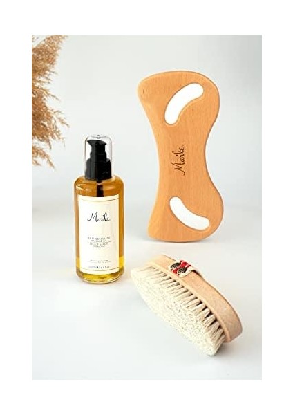 MAR'LE%100 Doğal At Kılı Fırçası + Selülit Karşıtı Masaj Yağı 200 ml + Selülit Giderici Ahşap Masaj Aleti modelleri