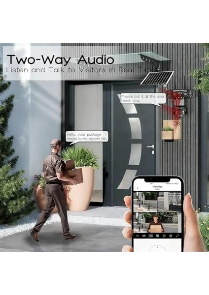 Çift Lens Güneş Enerjili Açık Güvenlik Kamerası 2k Kablosuz Gözetim Kamerası 355 Derece Yatay 90 Derece Dikey Dönüş Hareket Algılama IP66 Su Geçirmez Tf Kart Depolama (Siyah) fiyatları