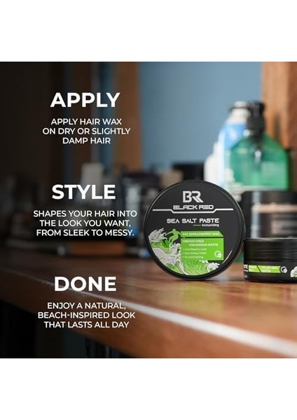 Black & Red Wax Saç Şekillendirici Wax Sea Salt Paste Deniz Tuzlu Mat Doğal Görünüm Orta Sertlik - 120 ml modelleri