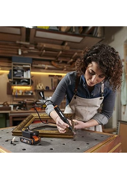 WX988 20VOLT 2.0AH. Kömürsüz Profesyonel Tipi Devir Ayarlı Gravür Seti + Tipi ve Ahşap Yakma Seti + 46 Parça Aksesuar modelleri