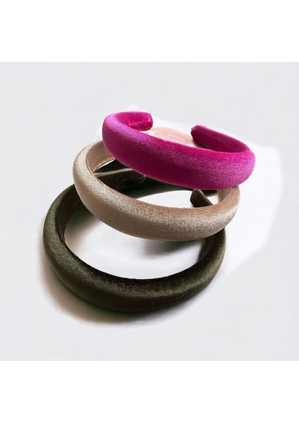 Az Bombeli Kadife Gri, Pembe ve Mavi Renk Üçlü Saç Tacı, Saç Tokası modelleri