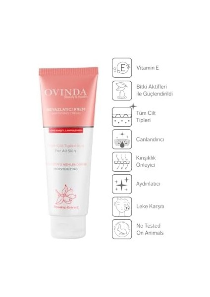 Ovinda Yüz ve Vücut Için Beyazlatıcı & Leke Karşıtı Cilt Kremi (Vitamin E - Vitamin C), 100ML modelleri