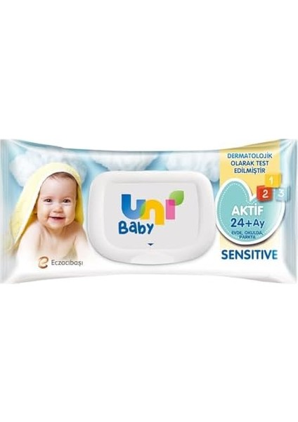 Uni Baby Aktif Sensitive Bebek Islak Mendil 24+ Ay 12X90 Adet