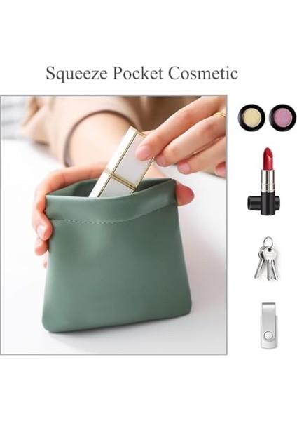 Aputue Çanta Için Makyaj Çantası, 3 Adet Su Geçirmez Fermuarsız Kendiliğinden Kapanan Küçük Makyaj Çantası, Çanta Için Taşınabilir Yumuşak Pürüzsüz Pouch, Pu Deri Sıkmalı Kozmetik Çantaları Kadınlar modelleri