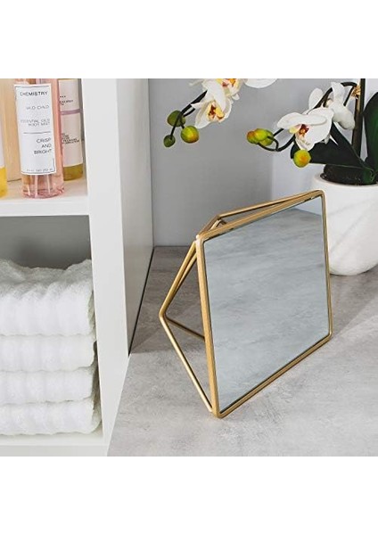 Home Details Ayaklı Geometrik Makyaj Aynası, Yatay Veya Dikey, Makyaj ve Tıraş Kullanımı, Masa Üstü, Saten Altın fiyatları