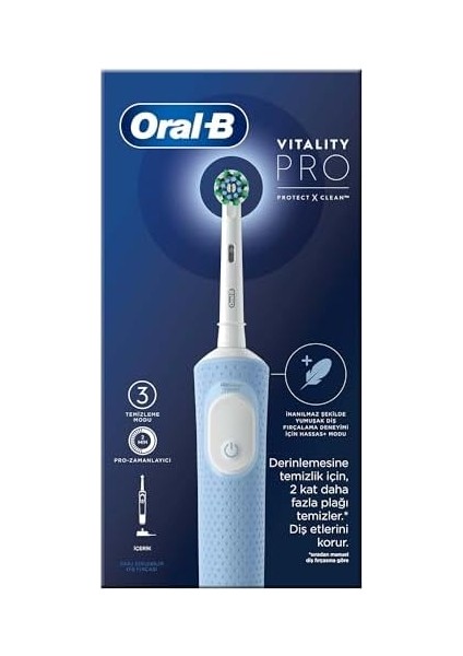Oral-B Vitality Pro Mavi Elektrikli Diş Fırçası, 1 Diş Fırçası Başlığı, Braun Tasarımı fiyatları