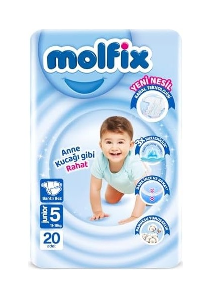 Molfix 5 Beden Junior Bantlı Bez (1 x 20 Adet)