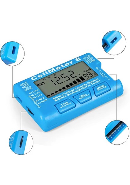 PM-26959 Pil Kapasite Voltaj Test Cihazı Rc 1-8s Lipo Lityum Nımh