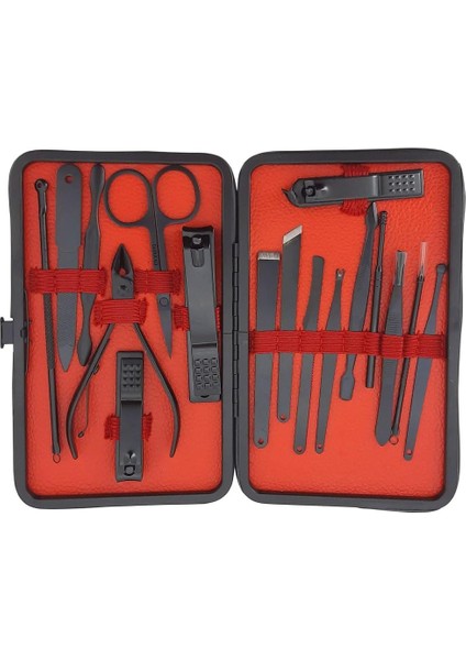 17 Parça Manikür Pedikür Seti Kişisel Bakım Tırnak Makası Seti Pedikür El ve Ayak Bakım Kiti MNK01