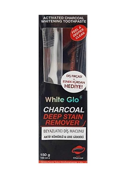White Glo Beyazlatıcı Diş Macunu, Aktif Kömürlü Leke Giderici, 100 ml fiyatları
