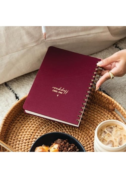 A5 Spiralli Sert Kapak Noktalı Tarihsiz Not Defteri Bordo modelleri