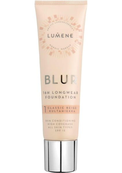 Lumene Blur 16H Longwear Foundation SPF15 16 Saat Kalıcı Fondöten SPF15 Classic Beige fiyatları