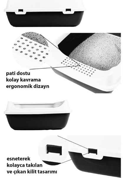 Elekli Açık Kedi Tuvaleti Krem Siyah – Kolay Temizlenebilir Tuvalet Kutusu **kürek Hediyeli fiyatları