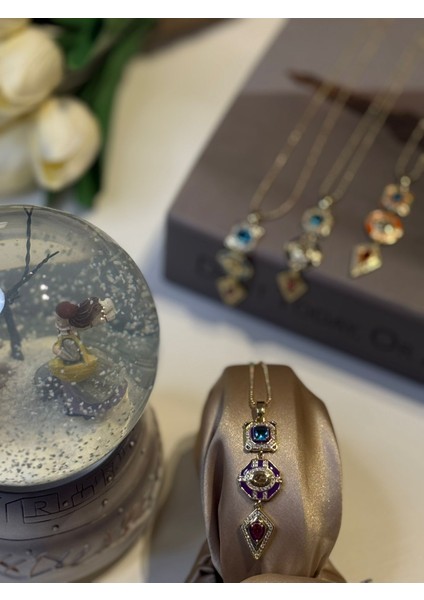 Canlı Renk Geometrik Şekilli Çelik Modern Kolye