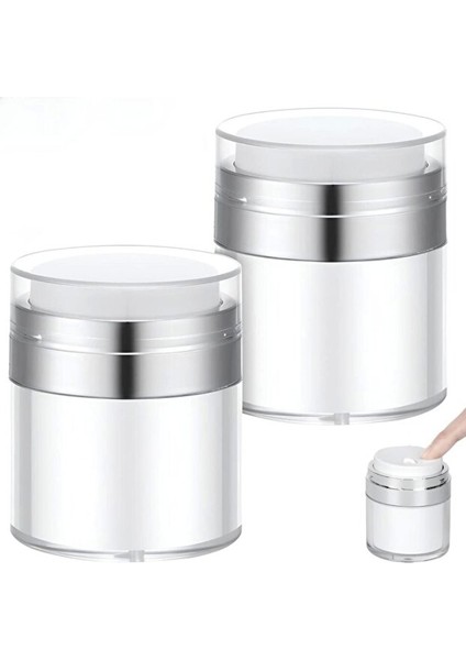 2 Adet Şeffaf Krem Kutusu Doldurulabilir Pompalı Boş Krem Vücut Yağı Saklama Kutusu Cilt Bakım Seti