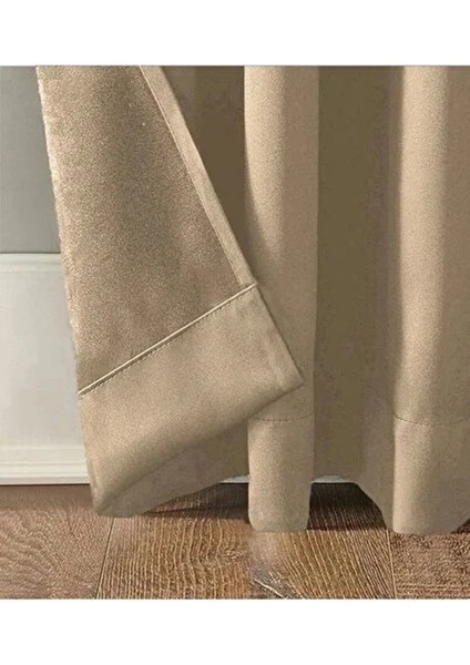 Bej Kornişli Blackout Karartma Saten Perde Enxboy modelleri