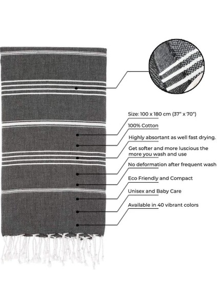 Sultan Peştemali 100% Pamuk SİYAH fiyatları