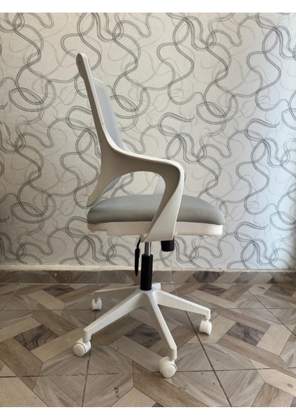 Nets Çalışma Sandalyesi | Ofis ve Bilgisayar Koltuğu | Gri Kumaş - Beyaz Kollar modelleri
