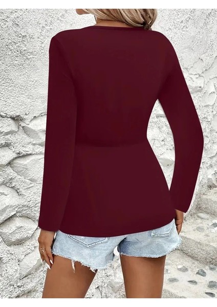 Mdb Kadın Uzun Kollu Dekolteli Sarmal Detaylı Viskon Bluz fiyatları