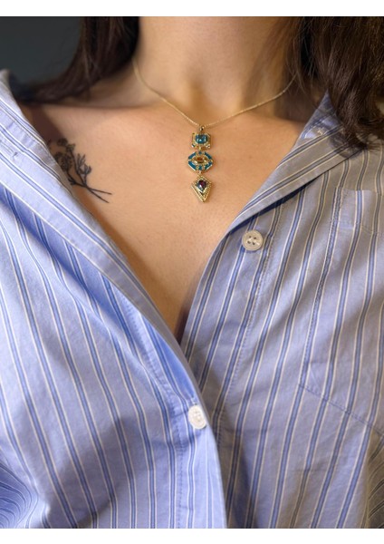 Canlı Renk Geometrik Şekilli Çelik Modern Kolye fiyatları