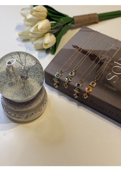 Canlı Renk Geometrik Şekilli Çelik Modern Kolye modelleri