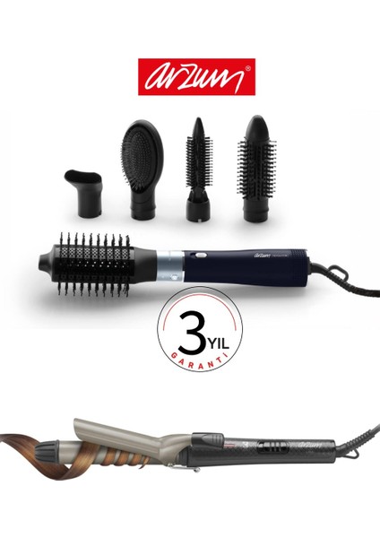 Revolution Hava Üflemeli 5'i 1 Arada Şekillendirici + Arzum Lisa Saç Maşası