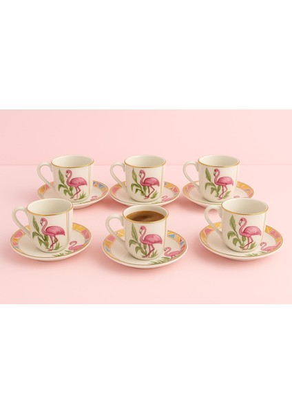 6 Lı Kahve Fıncan Takımı -70 ml Modern Beyaz Porselen-Düz