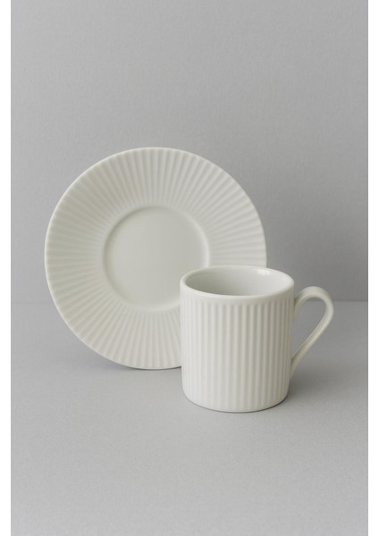 6 Lı Kahve Fıncan Takımı -70 ml Modern Beyaz Porselen-Çizgili fiyatları