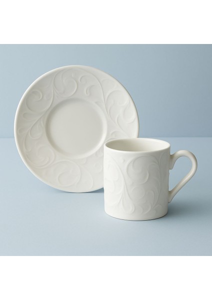 6 Lı Kahve Fıncan Takımı -70 ml Modern Beyaz Porselen-Rölyefli fiyatları