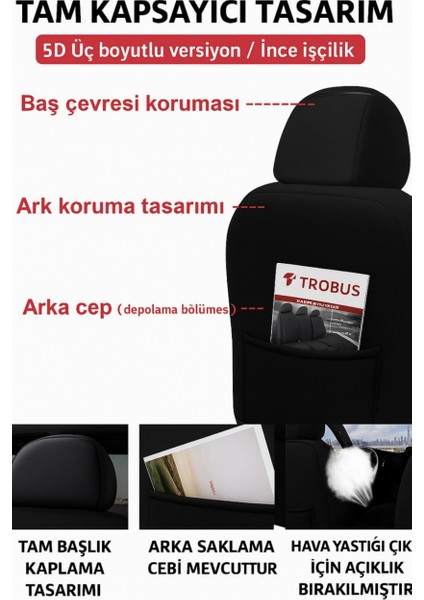 Kia Soul 2016-2019 Uyumlu - Tay Tüyü Orta + Lacost Kenar, 8 mm Süngerli Oto Koltuk Kılıfı Siyah (2 cm Yan Destek) fırsatları