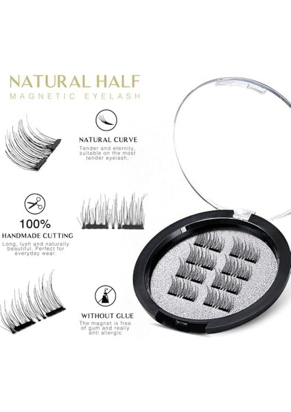 Aputue Manyetik Kirpikler, Çift Mıknatıslı 3D Yapıştırıcısız Takma Kirpik Seti, Cımbız Dahil, Su Geçirmez Yumuşak Tam Göz Manyetik Takma Kirpik, Yeniden Kullanılabilir Takma Kirpikler