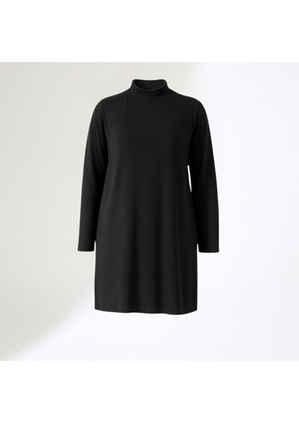 Kadın Boğazlı Yün Viskon Uzun Büyük Beden Kazak