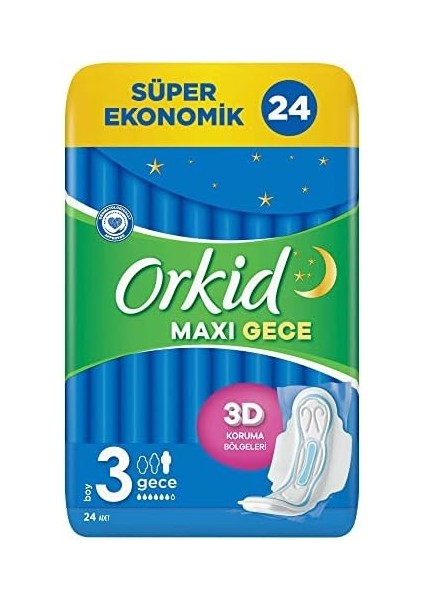 Orkid Maxi Hijyenik Ped Gece (Boy 3) Süper Ekonomik Paket 24 Ped fiyatları