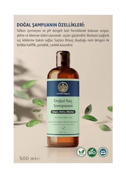 Apayrı Yaşam Isırgan Defne Biberiye Özlü Tüm Saç Tipleri Için Besleyici ve Onarıcı Şampuan 500 ml modelleri