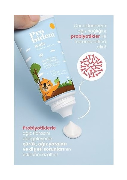 Probident Doğal Şeftali Aromalı Aktif Probiyotikli Çürük Önleyici Diş Macunu