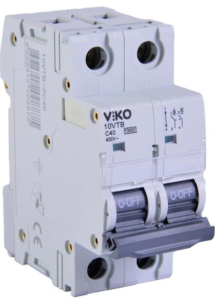 10VTB-2C40 Otomatik Sigorta 10KA C Tipi 2 Kutup 40A