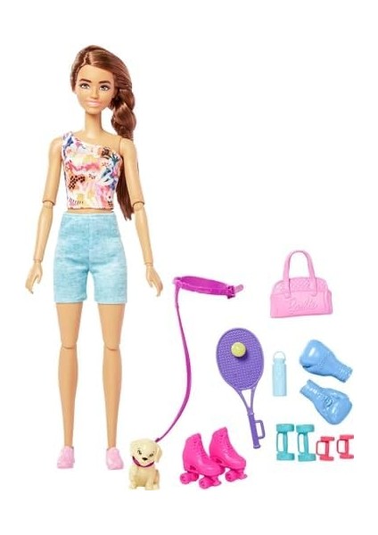 Bebek ve Aksesuarlar Yavru Köpeği, Spor Kıyafetleri, Patenleri ve Tenis Raketiyle Bebek HKT91 fiyatları