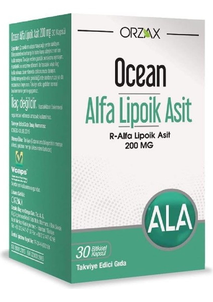 Ocean Orzax Alfa Lipoik Asit 200 Mg 30 Kapsül 74252