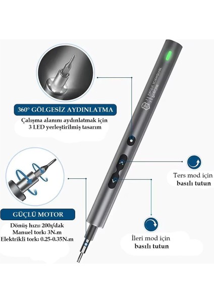 NO-882037 28IN1 Mini Şarjlı Tornavida Seti Yüksek Torklu 24 Uçlu Başlıklı fiyatları