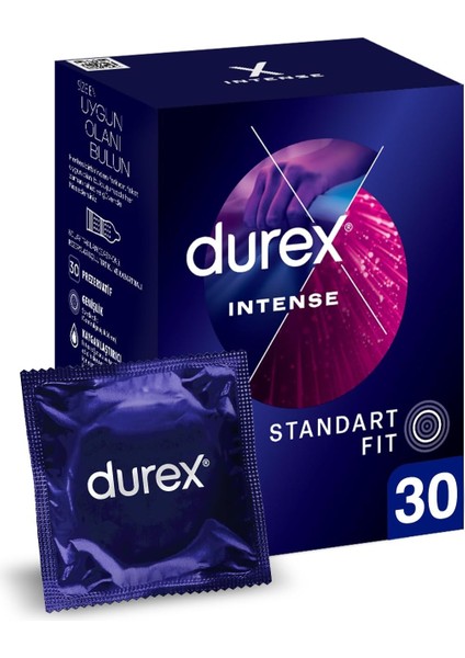 Durex Intense 30'lı Uyarıcı Jelli ve Tırtıklı Prezervatif modelleri