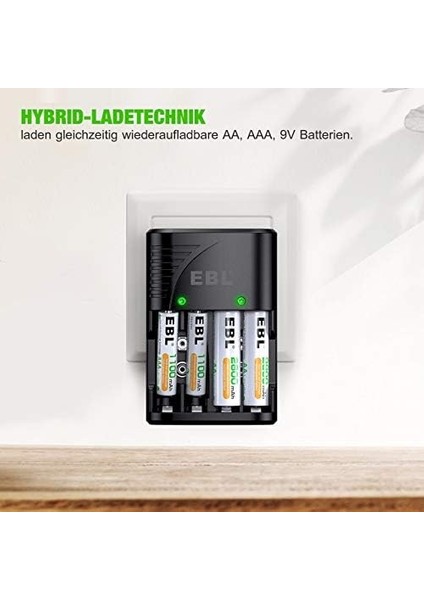 Ebl Nı-Mh Aa/aaa ve 9V Piller Için Hızlı Şarj Cihazı - 4 Yönlü LED Ekranlı Şarj Cihazı 6802 fiyatları