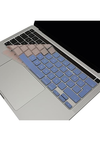 MacBook Klavye Koruyucu – Touchbar Pro M1,m2 13 Inç A2289 A2251 A2338 & 16 Inç A2141 Uyumlu • Türkçe Q + Uk Iso Enter • Silikon Toz & Sıvı Koruma Mavi Pembe fiyatları