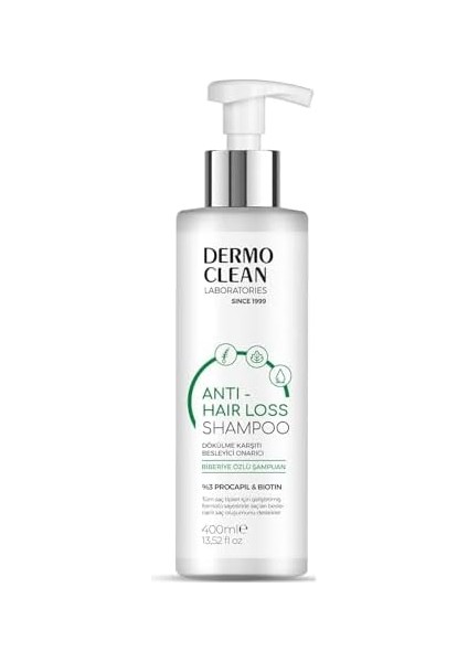 Dermo Clean Biberiye Özlü Şampuan, Dökülme Karşıtı Besleyici ve Onarıcı, Procapil ve Biotin Içerikli 400 Mililitre