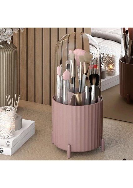 Zebra Ofis Banyo Mutfak Kozmetik Düzenleci Şeffaf Kapaklı Makyaj Organizeri (Rose Gold)