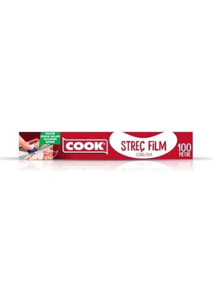 Cook Streç Film Kayar Bıçak Hediyeli 30 cm x 100 M