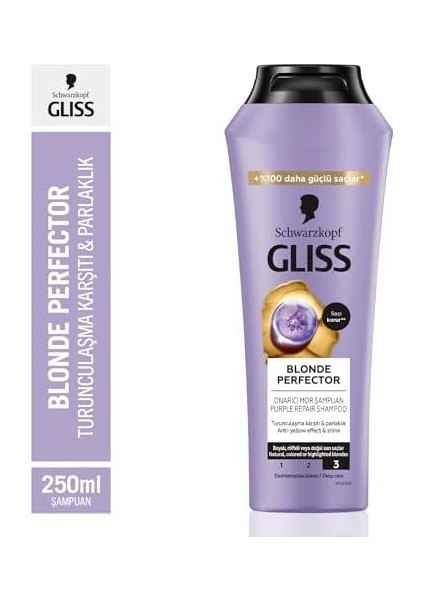 Gliss Blonde Perfector Turunculaşma Karşıtı Onarıcı Şampuan Peptit ve Yaban Mersini Özü ile 250 ml