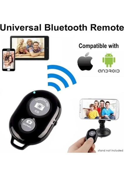 Bluetooth Uzaktan Kumanda Pilli Tüm Telefonlara Uyumlu Video Selfie ve Fotoğraf Çekme Siyah modelleri